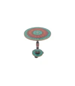 Naqshi Table (Handpainted Turquoise & Red) - Thekraftsy