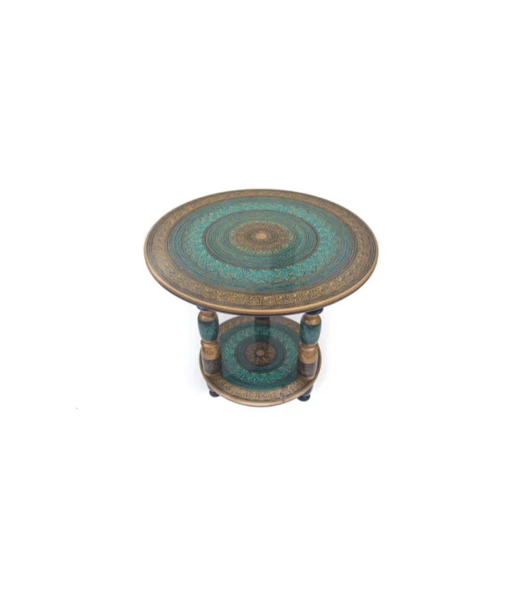 Gold & Turquoise Masterpiece Table (Three-legged) - Thekraftsy