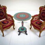 Naqshi Table (Handpainted Turquoise & Red)