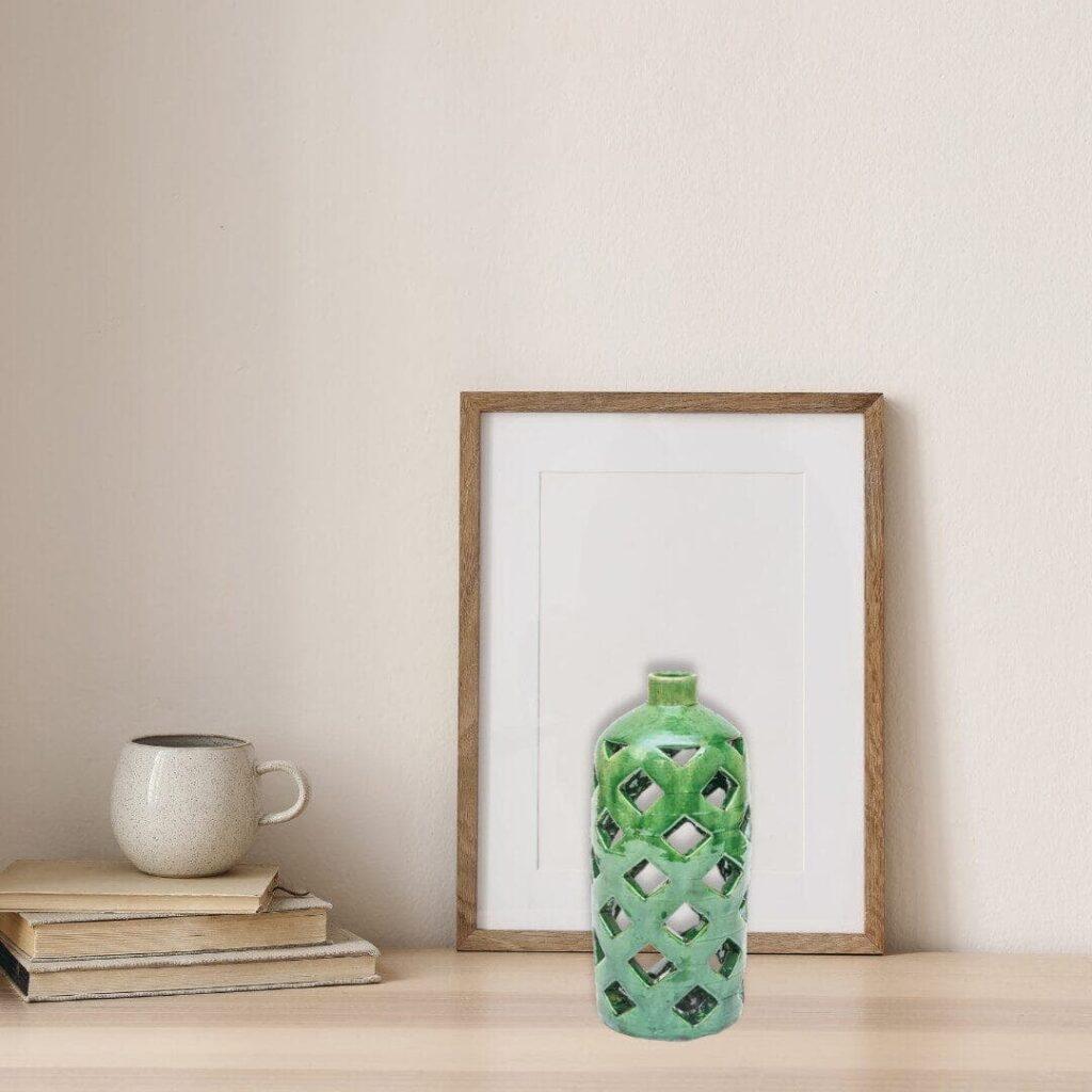 Ceramic Open-Green Weave Vase (Large)