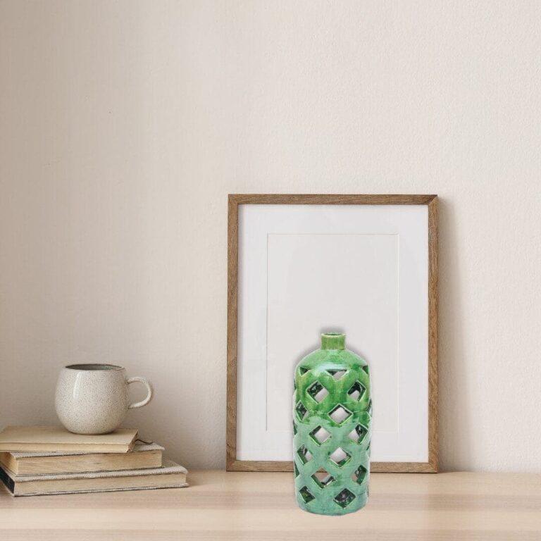 Ceramic Open-Green Weave Vase (Large)