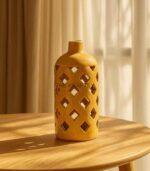 Ceramic Open Yellow Weave Vase (Medium)